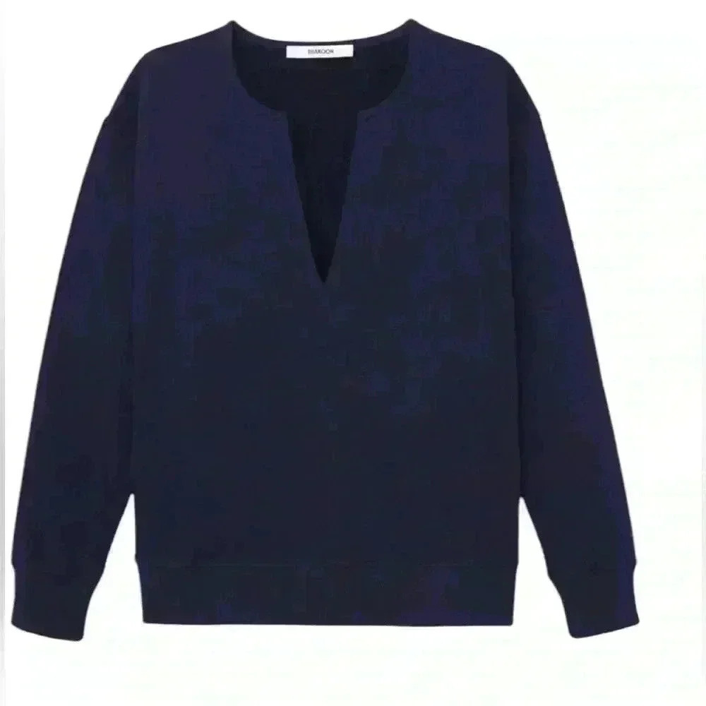 Thakoon Navy New NWT Deep-V Sweatshirt Cotton Size XS